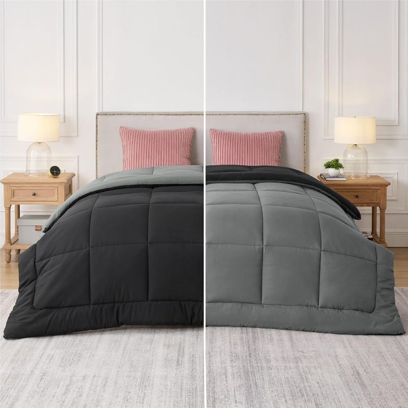 Photo 1 of Comforters Twin XL Size -Duvet Insert Black/Grey Down Alternative Comforter Quilted All Season Duvet with Tabs 