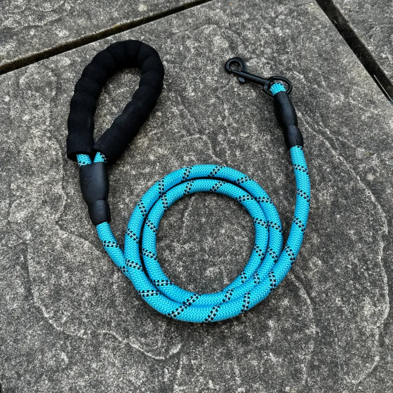 Photo 1 of 5FT Heavy Duty Dog Leash with Comfortable Padded Handle, Dog Lead Leash with Reflective Thread, Mountain Climbing Rope Dog Leash for Small Medium and Large Breed Dogs (Teal)