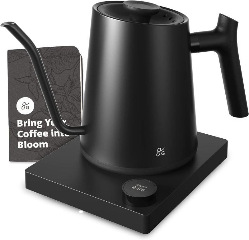 Photo 1 of Greater Goods Electric Gooseneck Kettle - Perfect for Tea and Pour Over Coffee, 1200 Watt (Onyx Black)