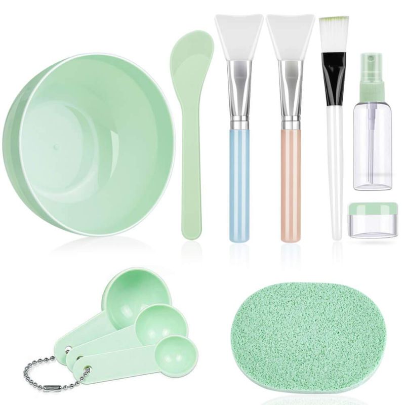 Photo 1 of Face Mask Mixing Bowl Set, Anezus 11 Pcs DIY Facemask Mixing Tool Kit with Facial Mask Bowl Stick Spatula Silicone Brush Spray Bottle Puff Soaking Bottle Gauges