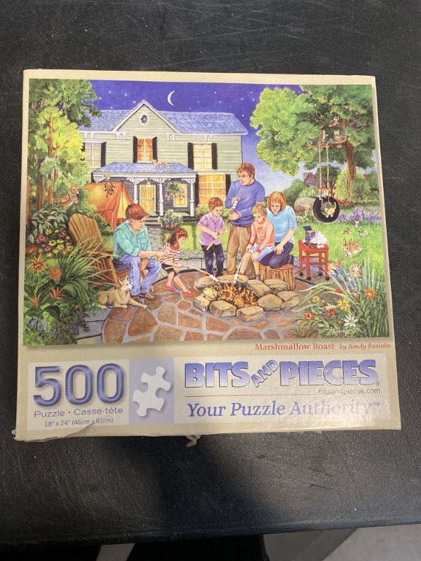 Photo 2 of Bits and Pieces Set of Three 500 Piece Jigsaw Puzzles Family Scene by Sandy Rusinko 18" x 24"