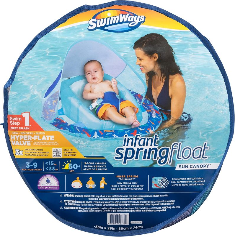 Photo 1 of SwimWays Infant Baby Spring Float with Adjustable Sun Canopy