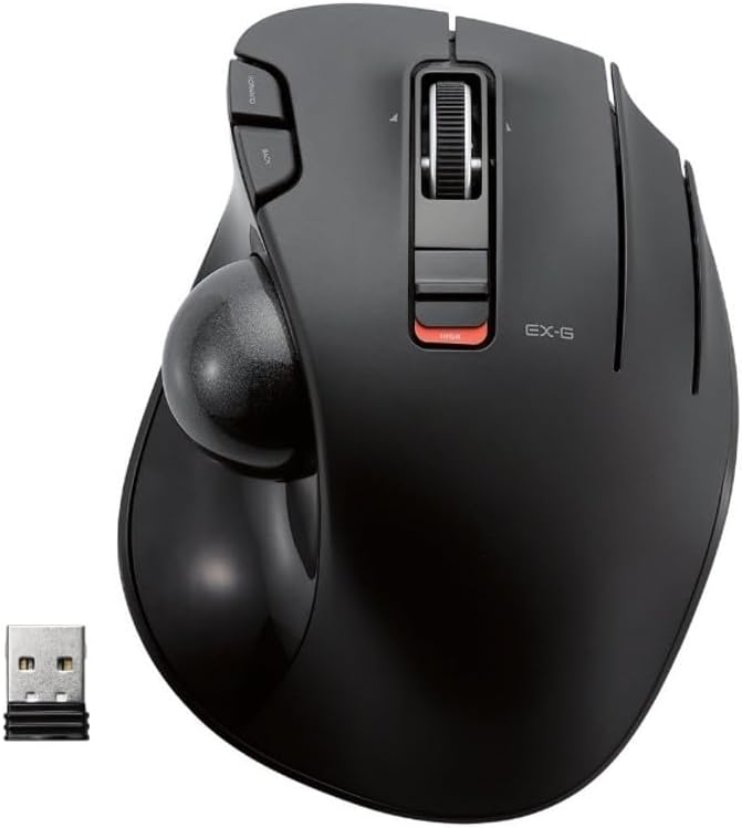 Photo 1 of ELECOM EX-G Trackball Mouse, 2.4GHz USB Wireless, Ergonomic Design, Thumb Control, Smooth Roller Ball, Optical Tracking, 6 Programmable Buttons, Tilt Scroll, Computer Mice for Laptop PC, Windows & Mac