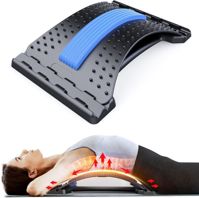 Photo 1 of Back Stretcher for Lower Back Pain Relief, 3 Level Adjustable Lumbar Back Cracker Board, Back Cracking Device, Back Massager for Scoliosis, Spine Decompression