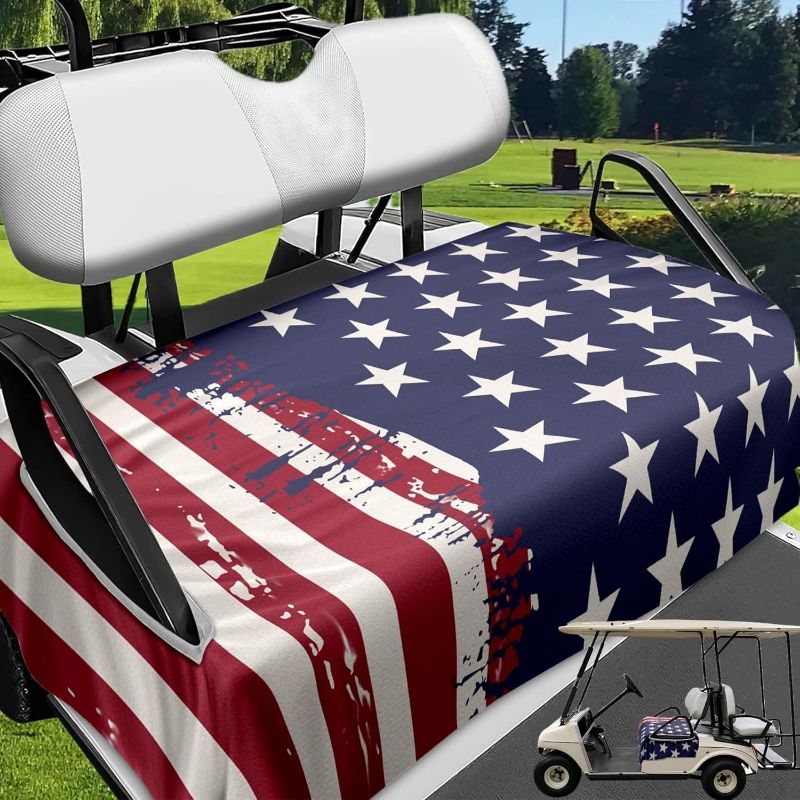 Photo 1 of Golf Cart Seat Covers,Universal seat Blanket,Seat Towel Blanket, Fits All EZGO,Yamaha,Club Cars and More 2 Seater Golf Cart Microfiber,51''x31.Keeps Your Seat Cool (American Flag-2)