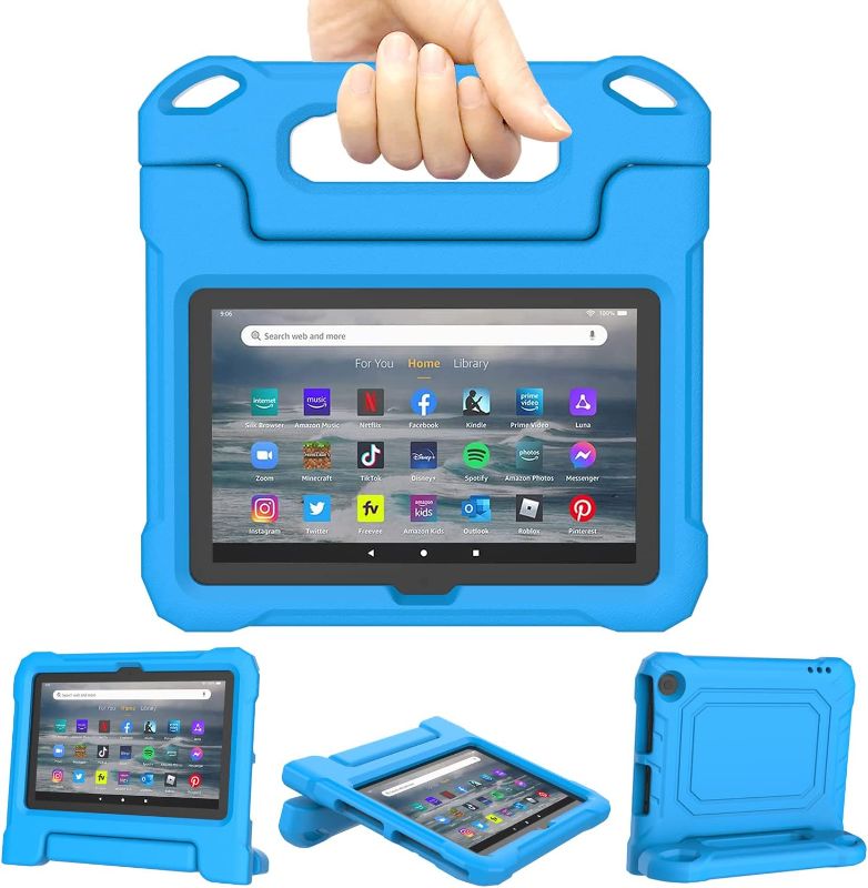 Photo 1 of Amazon Fire 7 Tablet Case for Kids(12th Generation, 2022 Release), Lainergie Lightweight Shockproof Kids Friendly Fire 7 Kids Tablet Cover with Handle Stand Incompatible iPad Samsung Lenove, Blue