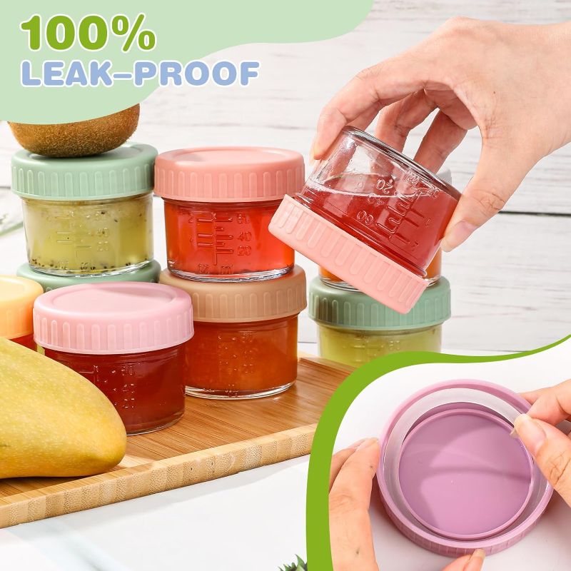 Photo 1 of 8 Pack Glass Baby Food Storage Containers, 4 oz Leakproof Baby Food Jars with Lids, Small Glass Food Containers for Infant Baby Food, Freezer Safe