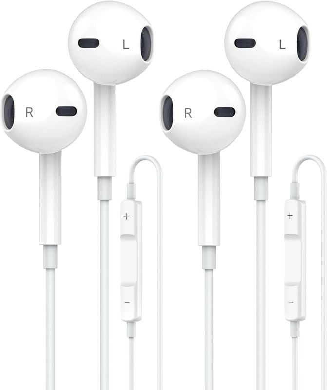 Photo 1 of 2 Pack-for iPhone Headphones Wired Earbuds/Earphones Built-in Microphone & Volume Control Nosie Reduction Headsets Compatible with iPhone 14/13/12/11/XR/XS/X/8/7/SE/Pro/Pro Max/Support All iOS System