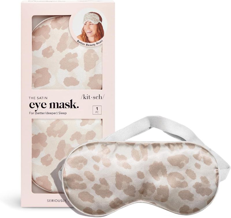 Photo 1 of Kitsch Satin Eye Mask for Sleeping Women, Softer Than Silk Sleep Mask | Satin Blindfold | Travel Eyemask & Light Blocking Eye Shade Cover | Night Sleep Eye Masks for Women & Men (Leopard)