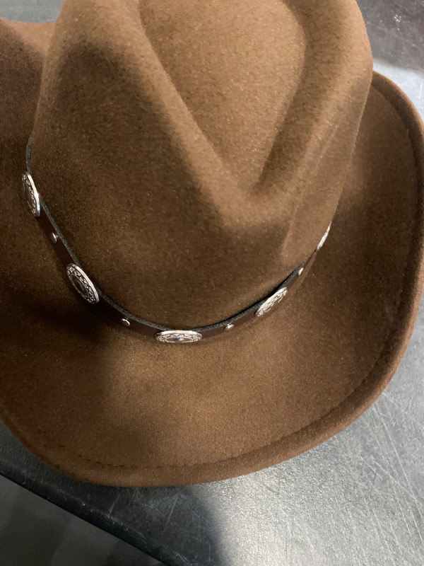 Photo 1 of UTOWO Kids Western-Cowboy-Hat for Baby-Boys-Girls Felt-Cowgirl-Hat Brown Fedora Hat Fit for 2-7 Years