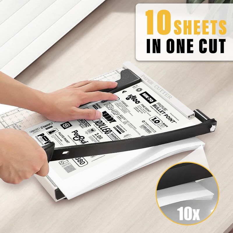 Photo 1 of Guillotine Paper Cutter 12 inch,10 Sheets Capacity,Paper Cutters with Magnetic Guide and Safety Lock,Paper Trimmer for Cardstock,School and Office