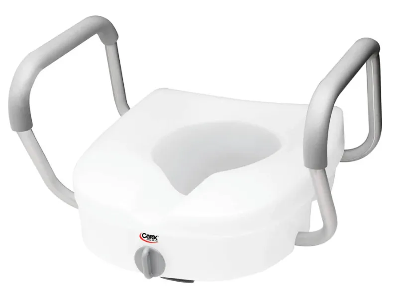 Photo 1 of Carex E-Z Lock Raised Toilet Seat With Handles, 5" Toilet Seat Riser with Arms, Fits Most Toilets, Handicap Toilet Seat