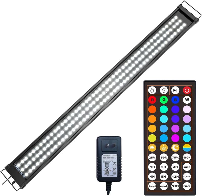 Photo 1 of 40-55 Inch RGB LED Aquarium Fish Tank Light with Timer 24/7 AUTO ON/Off All Day Mode 44 Keys Remote for Freshwater Saltwater, UL-Listed Adapter