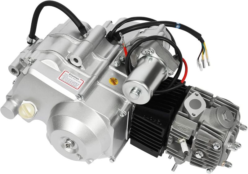 Photo 1 of 125cc 4 Stroke Electric Start Engine Motor Air-cooled Single-cylinder Semi Auto Engine with 3 Forward 1 Reverse for ATV Bike Go kart Quad Dirt bike, Silver