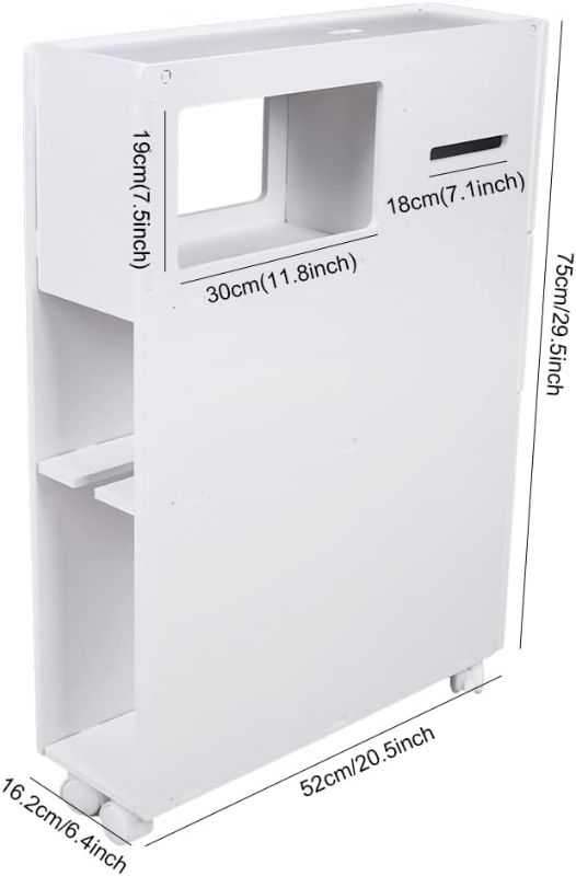 Photo 1 of Bathroom Storage Cabinet, Movable Toilet Organizer Free Standing Toilet Rack with 2 Drawers and Shelf, Toilet Paper Storage, Side Storage Organizer Toilet