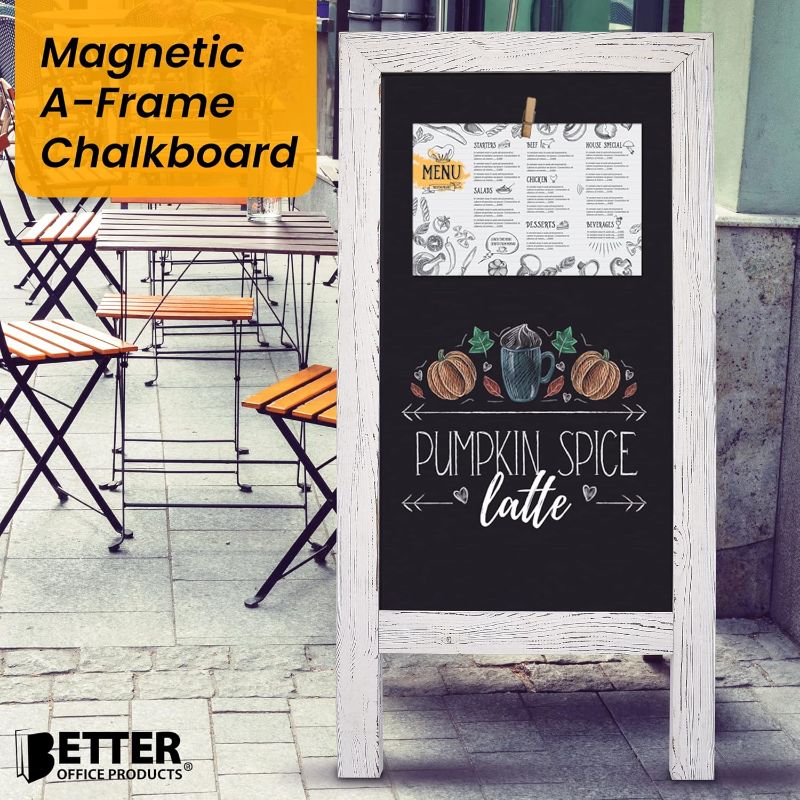 Photo 2 of Better Office Products Magnetic A-Frame Chalkboard Sign, Extra Large 20" x 40", Standing Chalkboard Easel