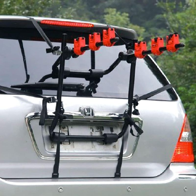 Photo 1 of 3-Bike Trunk Rack with Fix Strap Trunk Mount Bicycle Rack, Bike Holder Compatible with Most Sedans Hatchbacks Minivans and SUVs