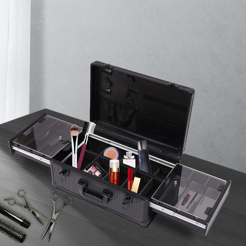 Photo 1 of Beauty Professional Barber Case Barber Clipper Case Aluminum Cosmetic Case for Hair Stylists, Makeup Artists, And So On for Storing Scissors, Makeup