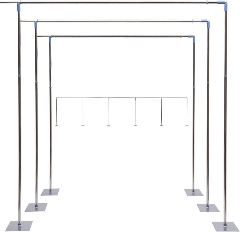 Photo 1 of 49ft*10ft Telescopic Portable Pipe & Drape Backdrop Stand Kit Split ly, Heavy Duty Wedding Party Studio Photography Background Support System Curtain Frame Stand Stainless Steel Trade Display