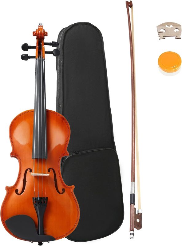 Photo 1 of Violin 4/4 Full Size for Beginners, Acoustic Violin Set with Case, Bow, Bridge, Rosin for Adults Students, Fiddle Solidwood