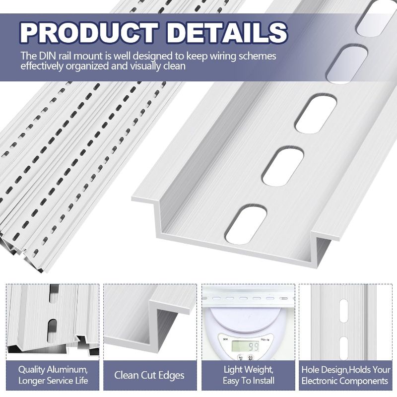 Photo 1 of Din Rail Mount High Slotted Extruded Metal Rail for Hardware Components Mounting Switch Installing Fixed Solid State Relay