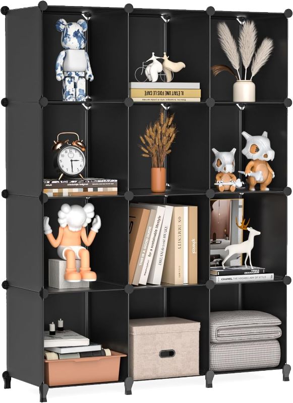 Photo 1 of FUNLAX Cube Storage Organizer, Cube Storage Shelf, Cubical Storage Shelves, Cube Organizer, Modular Storage Cube Suitable for Bookself, Clothes, Closet Organizers and Storage (Black, XL)