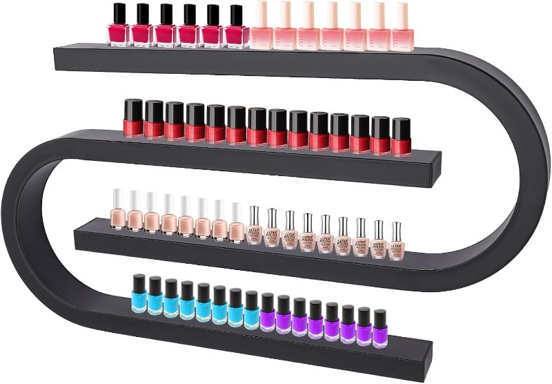 Photo 1 of 2PCS Metal Nail Polish Rack, Nail Polish Organizer,Wall Mounted Nail Polish Holder Display Rack,Wall Storage Shelf for Salon Shop (Black)