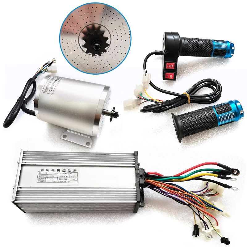 Photo 1 of 2000W 60V Brushless Motor Kit 4300RPM Brushless DC Motor with Controller and Throttle Grip for Electric Scooter E-Bike Engine Motorcycle DIY Part Conversion Kit (60V 2000W)