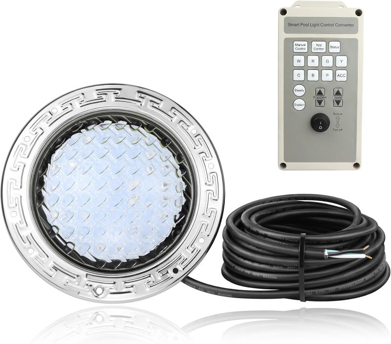 Photo 1 of 10 Inch LED Pool Lights with Transform Controller for Inground Pools, 50FT DC12V 35W Pool Lights for Underwater Swimming Pools, RGB Color Changing Pool Lights, 50FT Cord, DC12V (APP Control)