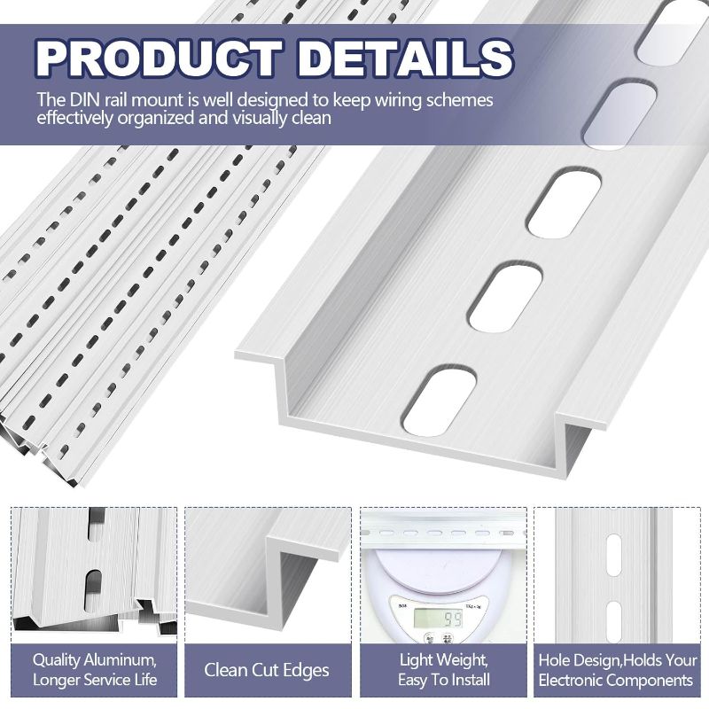 Photo 1 of Din Rail Mount High Slotted Extruded Metal Rail for Hardware Components Mounting Switch Installing Fixed Solid State Relay (6 Pcs,Silver,39 x 1.38 x 0.3 Inch)