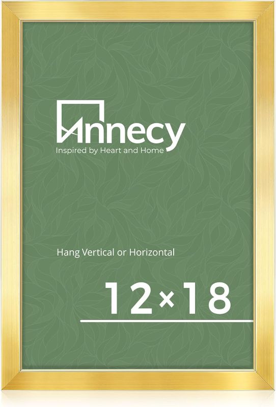 Photo 1 of Annecy 12x18 Picture Frame Gold 1 Pack, 12 x 18 Picture Frame for Wall Decoration, Classic Gold Minimalist Style Suitable for Decorating Houses, Offices, Hotels