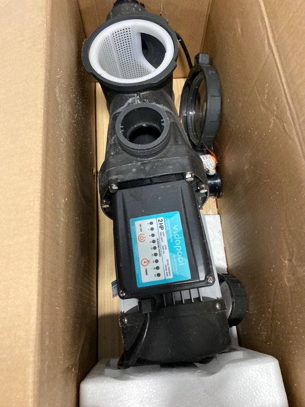 Photo 2 of 3 HP Pool Pump with timer,8964GPH,200V,2 Adapters,Powerful In/Above Ground Self Primming Swimming Pool Pumps with Filter Basket