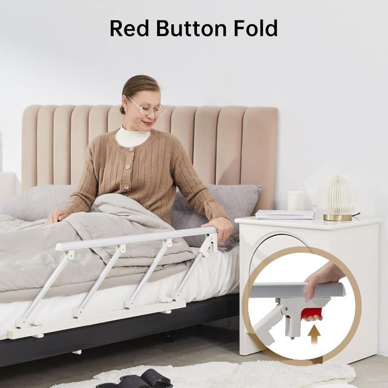 Photo 3 of ELENKER Bed Safety Rail, Folding Bed Assist Handle Adjustable Medical Hospital Assistive Devices Bed Railing for Elderly Seniors Adults,37.8" x16.3