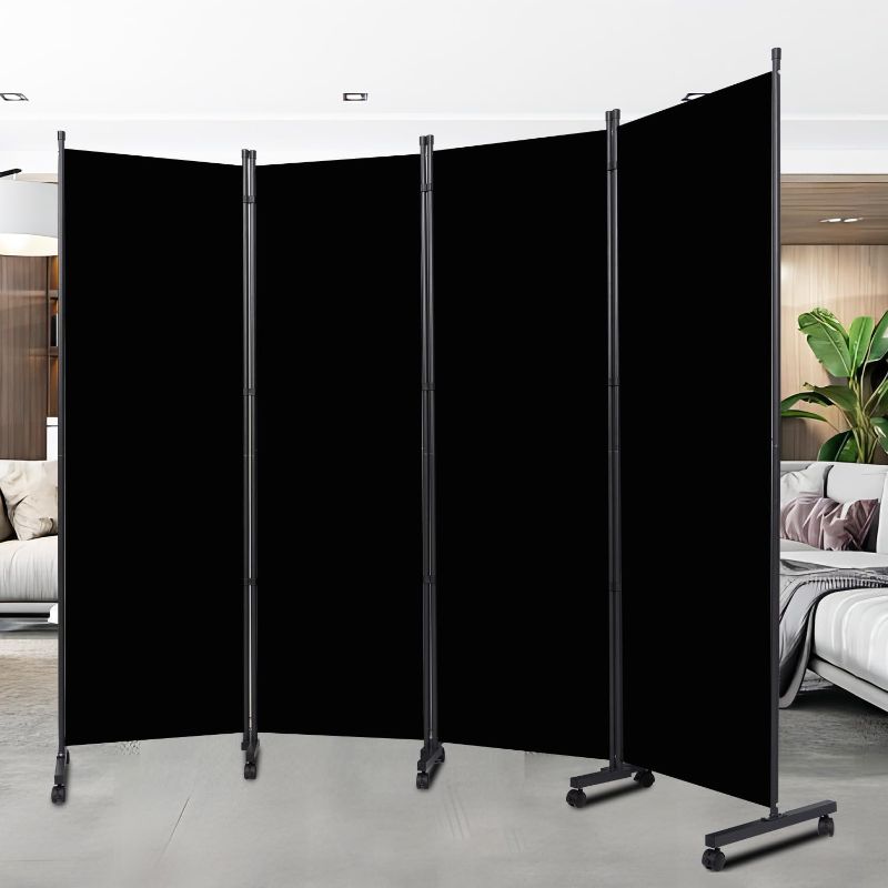 Photo 1 of Room Divider Portable 88'' Partition Room Dividers and Folding Privacy Screens 4 Panel Wall Divider for Room Separation, Freestanding Fabric Room Divider Panel with Wheels for Home Office Hospital