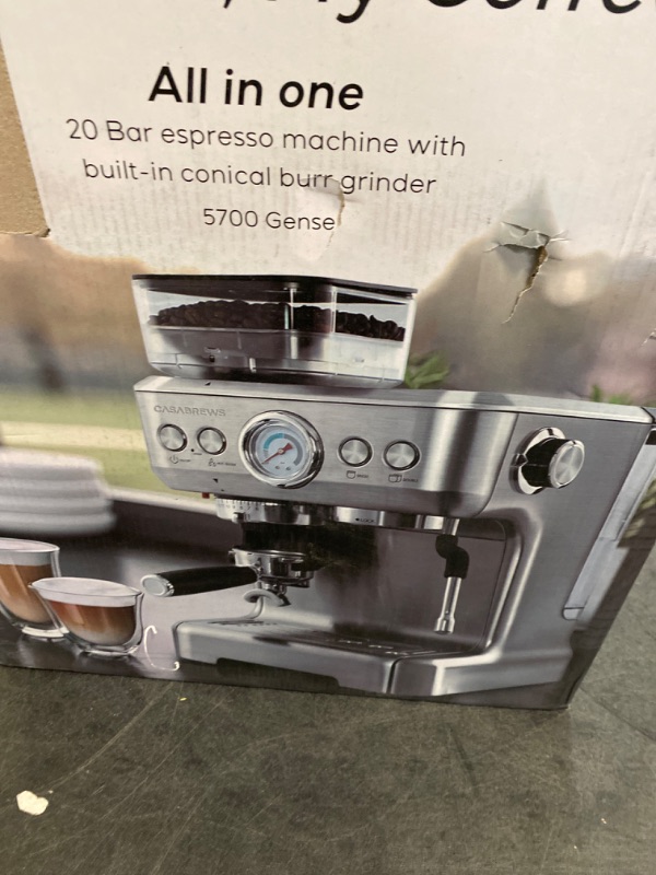 Photo 3 of ** FINAL SALE ** CASABREWS Espresso Machine With Grinder, Professional Espresso Maker With Milk Frother Steam Wand, Barista Latte Machine With Removable Water Tank for Cappuccinos or Macchiatos ** SOLD AS IS **