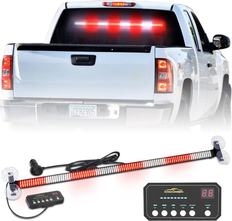 Photo 1 of XRIDONSEN 35 inch Traffic Advisor Firefighter Light Bar 144 LED Red White Emergency Lights Warning Flashing Safety Interior Windshield strobe lights w/Directional for Volunteer Vehicles Trucks POV