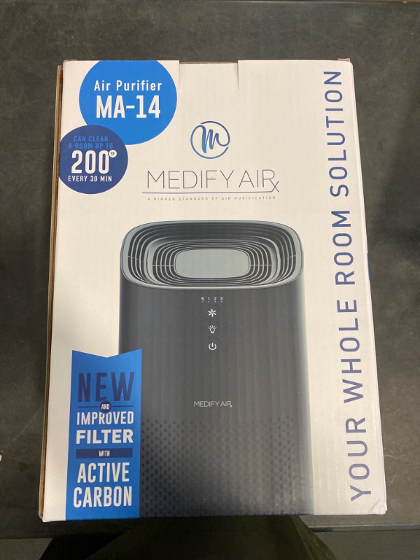 Photo 3 of Medify MA-14 Air Purifier with True HEPA H13 Filter | 428 ft² per Hour for Smoke, Odors, Pollen, Pets | 99.9% Removal to 0.1 Microns | Black, 1-Pack