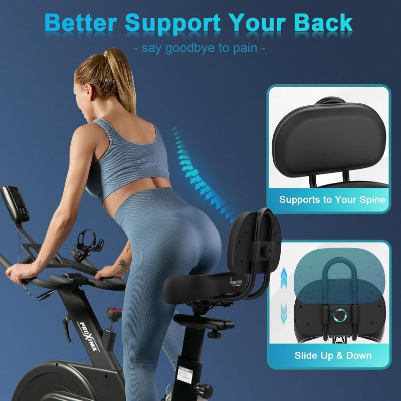 Photo 2 of Bike Seat, Wide Bicycle Saddle Novel Backrest Design for Electric Bike, Universal Fit Exercise Bike or Road Stationary Bike Seat Cushion for Men & Women