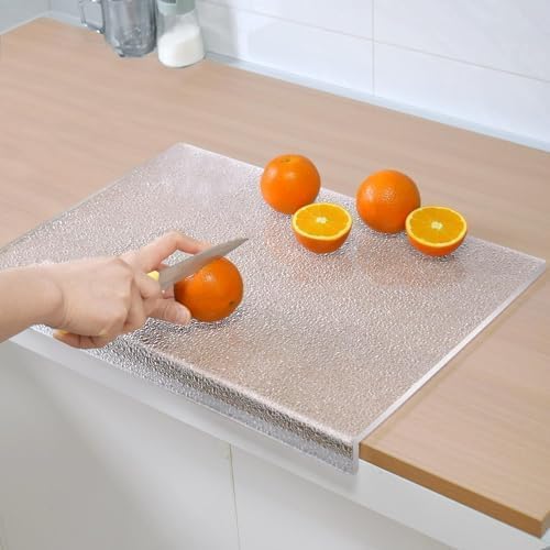 Photo 1 of Acrylic Cutting Board Hides Scratches with Counterlip 18 x 14 Inch| 60% Thicker Textured Acrylic Cutting Board for Kitchen Countertop
