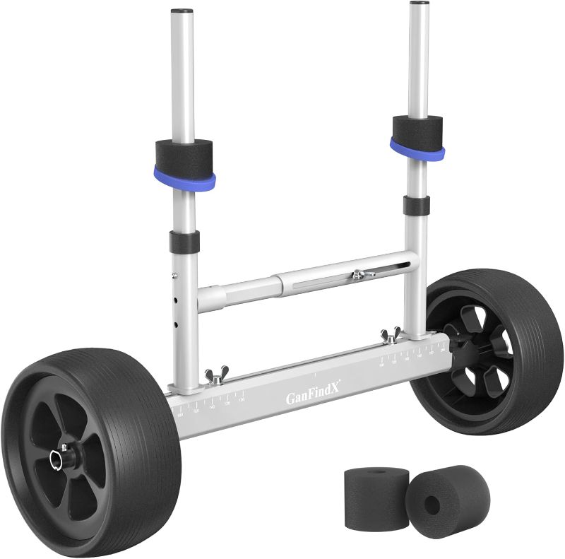 Photo 1 of GanFindX Quick-Detachable Aluminum Sit-On-Top Kayak Cart Dolly, Width and Height Adjustable Kayak Wheels w/Widebody No-Flat Wheels & Scupper Hole Protection Pad