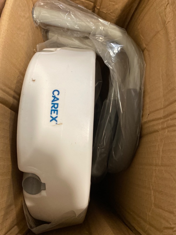 Photo 1 of Carex 3.5 Inch Raised Toilet Seat with Arms - For Elongated Toilets, Elevated Toilet Riser with Removable Padded Handles, Easy On and Off, Support 250 lbs, White