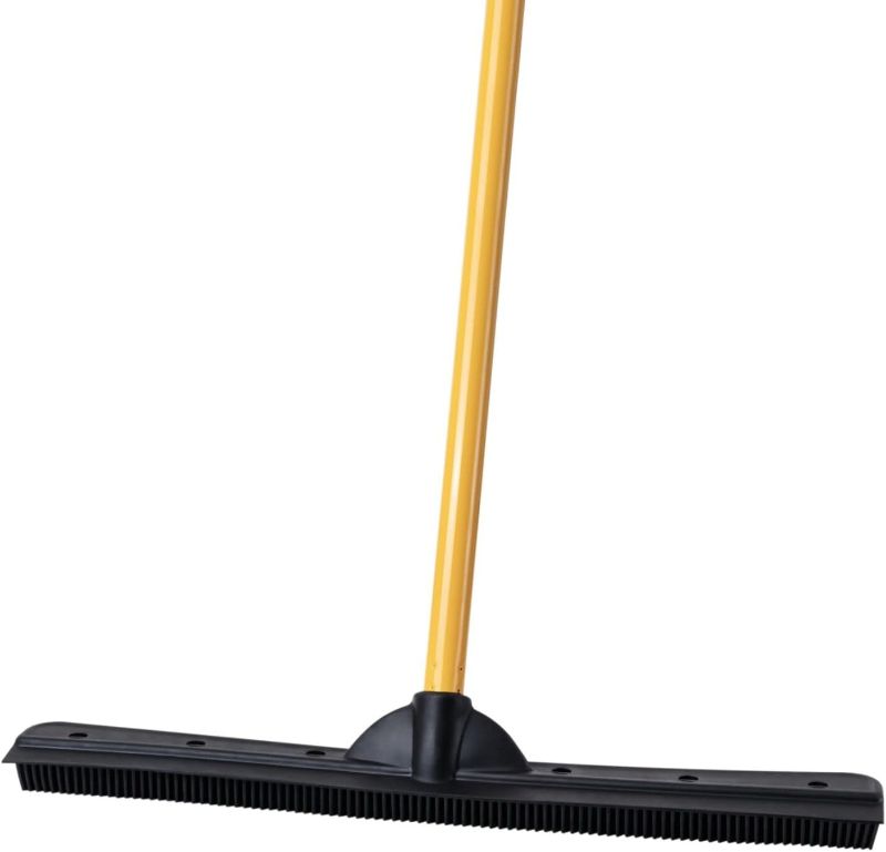 Photo 1 of FURemover Heavy Duty Outdoor Pet Hair Remover Rubber Broom with Squeegee, Black and Yellow