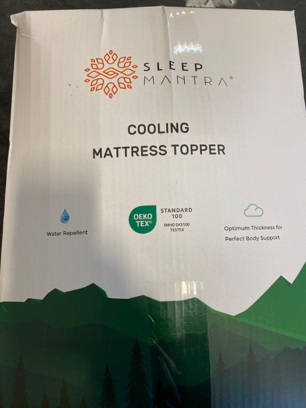 Photo 3 of Sleep Mantra Full Cooling Bed Mattress Topper, Pillow - Top Optimum Thickness, Soft 100% Cotton Fabric, Breathable & Plush Quilted Down-Like Fill, Snug Deep Pocket Fit for Mattresses - White