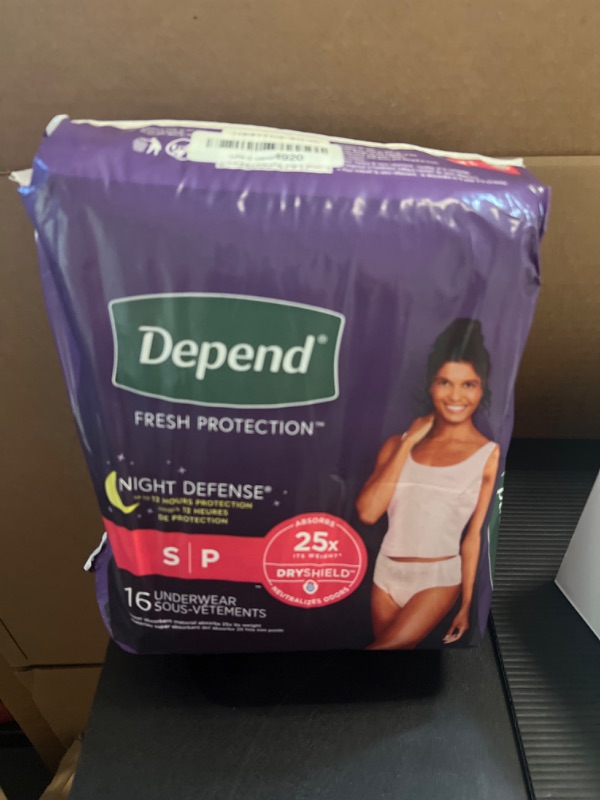 Photo 2 of Depend Night Defense Adult Incontinence & Postpartum Bladder Leak Underwear for Women, Disposable, Overnight, Small, Blush, 16 Count, Packaging May Vary Small 16