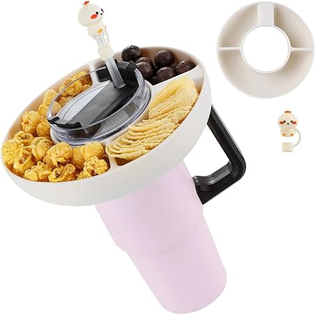 Photo 1 of Silicone Snack Bowl for Stanley Cup 30oz,Tumbler Snack Tray Food Grade Portable Reusable Dishwasher Safe, Snack Ring With 3 Compartments For Stanley Cup Accessories