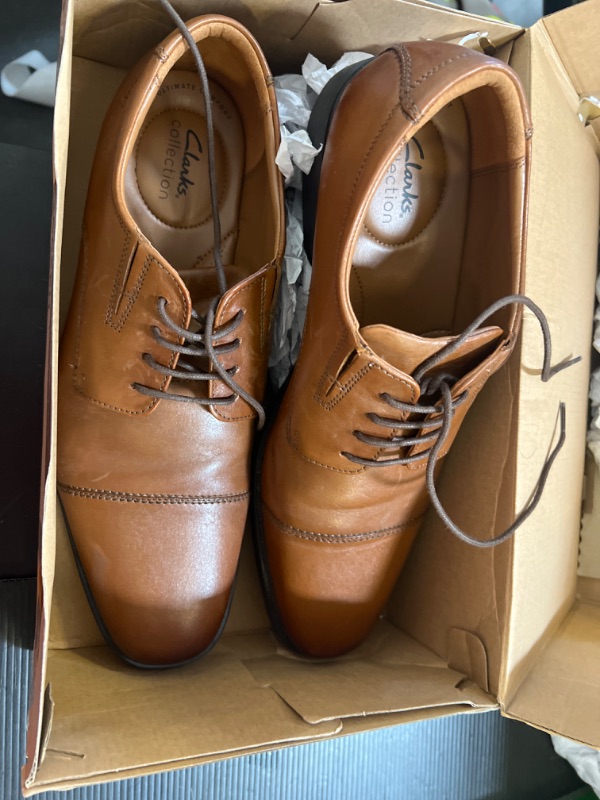 Photo 1 of Clarks Men's Tilden Cap Oxford Shoe Dark Tan Leather10.5 