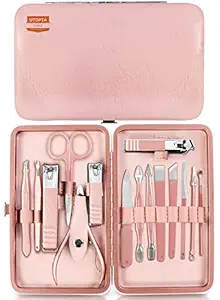 Photo 1 of Utopia Care Manicure Kit Nail Clippers for Men and Women,15 Piece Professional Stainless Steel Manicure Set with Nail Kit, Pedicure Kit and Nail Care Grooming Kit with Luxurious Travel Case -Rose Gold