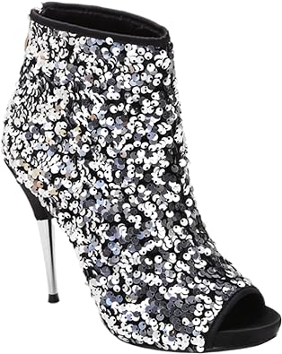 Photo 1 of 
SIZE 38  Women's Sequin Glitter Boots Peep Toe Heeled Rear Zippers Sexy Fashion Ladies High Heels Stiletto Booties