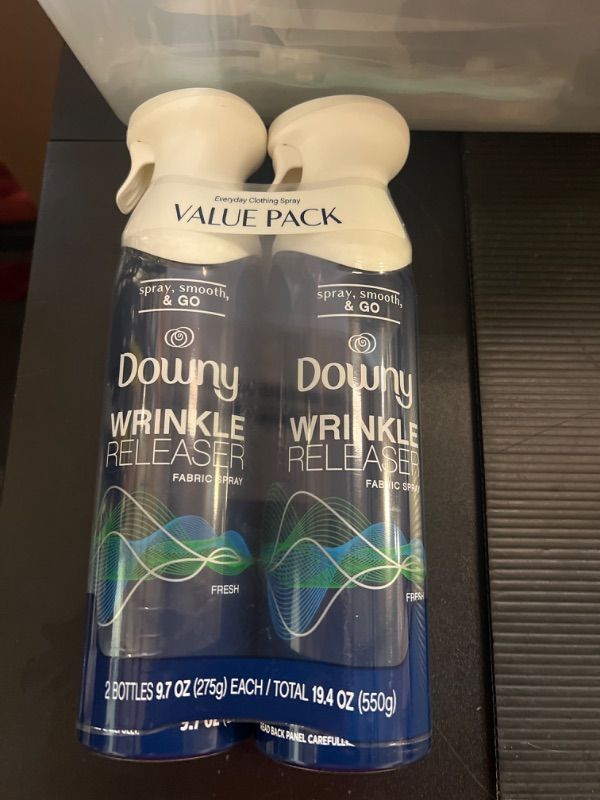 Photo 1 of Downy Wrinkle Releaser Spray, All in One Formula, Removes Wrinkles, Static and Odor Eliminator, Light Fresh Scent, 9.7 Fl Oz, Pack of 2