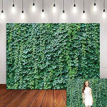 Photo 1 of  Backdrop, 7x5ft Green Leaves Baby Shower Wedding Nature Birthday Spring Bridal Birthday Party Photography Background Banner Decor Studio Props